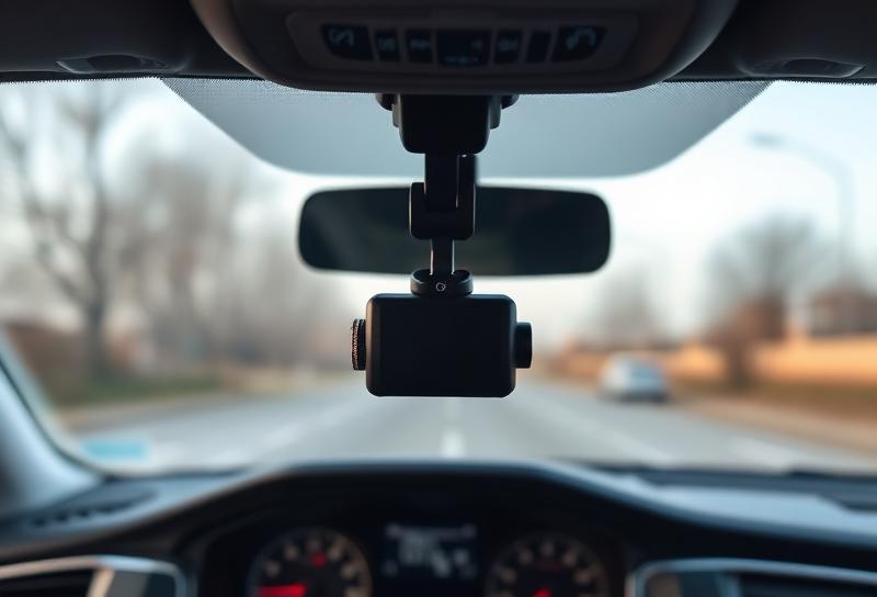 Car dashcam on windshield